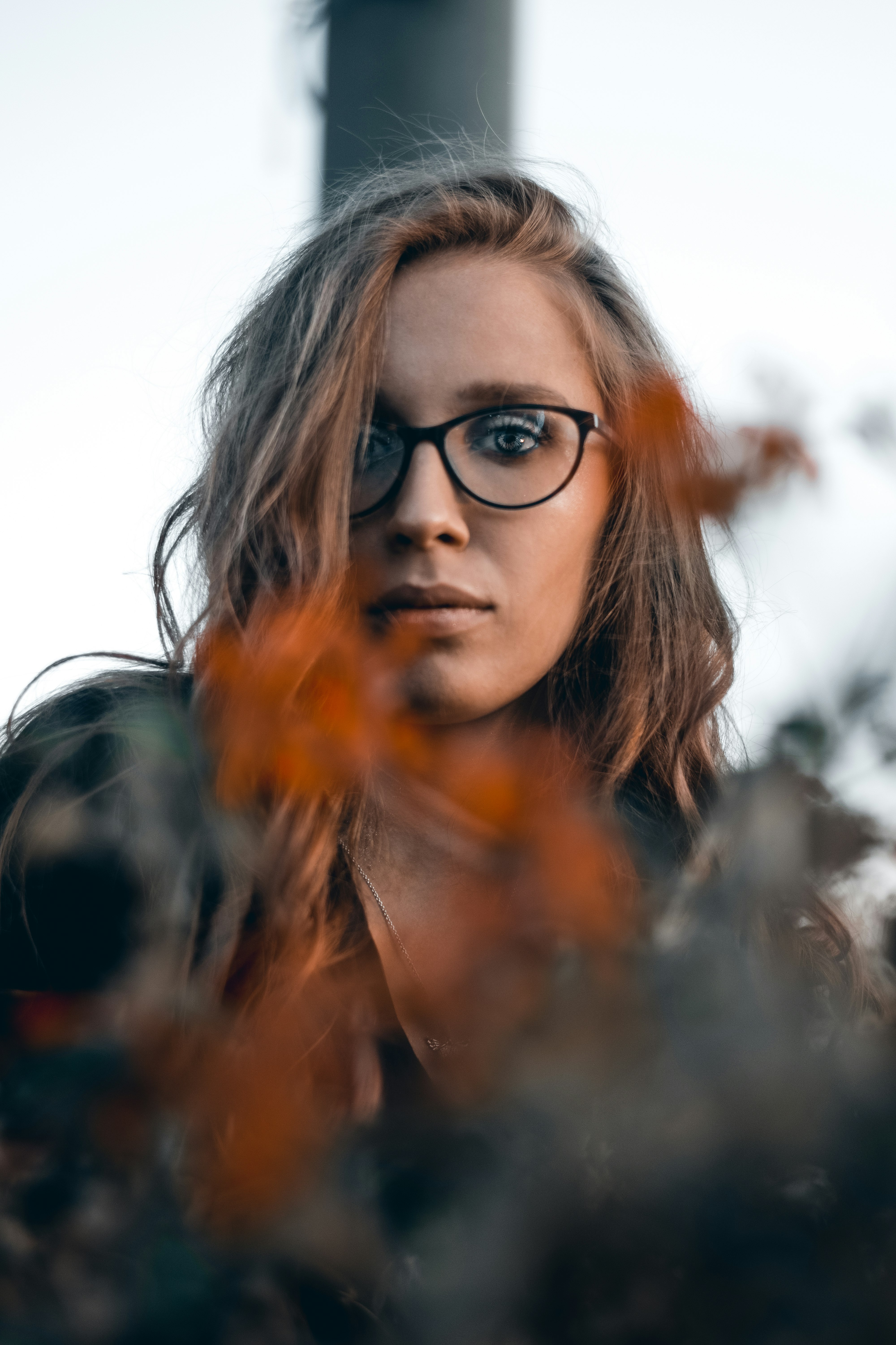 woman in black framed eyeglasses